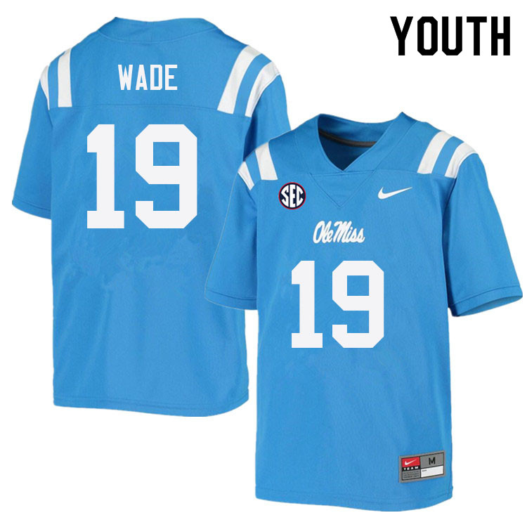 Dayton Wade Ole Miss Rebels NCAA Youth Powder Blue #19 Stitched Limited College Football Jersey KAU2358QR